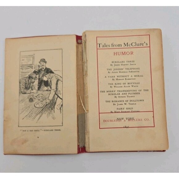 Humor Tales from McClures 1897 Vintage Pocket Sized Book Illustrated Red Antique - Picture 8 of 11